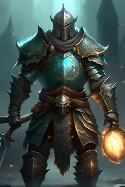 A warrior with iron armor filled with magic