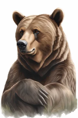realistic brown bear, big bear, realism, transparent background, white background