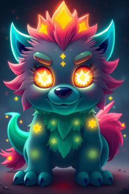 beast Bright colors, body, and glowing Their eyes might look like spinning cartoonish stars.