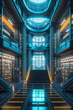 very modern science fiction library, in science fiction style, trending on artstation, sharp focus, studio photo, intricate details, highly detailed