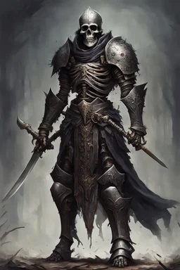 dark age armored skeleton knight with sword , death incarnate