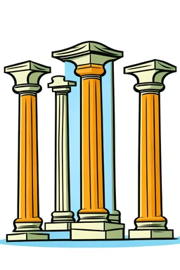 Cartoon sign with Four pillars