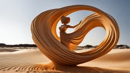 dancing sculpture of a wind-blown sand lady (made of sandstone):1.7; amazing reflections, wonderful textures, perfect skin, circular swoosh, dynamic, cinematic, dramatic, cam in motion, swirl dynamics, deep low angle, Katsuhiro Otomo style, summer heat, vivid sand and orange colors, bright tone, sharp shadows, black outlines, ultra detailed, extremely intricate, immersed in motion