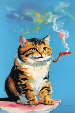 smoking a malbough shark cat fish in the style of warhol