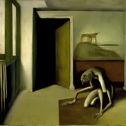 a chimera in a liminal room depicted by balthus