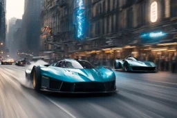 [very impressive high res masterpiece in Kodak Eastman 5247, scene by László Krasznahorkai] What happens when you swap engines from electric motors to Backshift Fusion (kind of like advanced version of a nuclear reactor). New York Street Racing in 2101