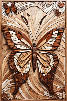 very beautiful butterfly wood mosaic