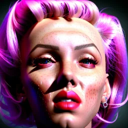 Realistic image portrait, sweet Marylin Monroe, scarlet Johansson, cyberpunk style, highly detailed, unreal engine 5, ray tracing, RTX, lumen lighting, ultra detail, volumetric lighting, 3d, finely drawn, high definition, high resolution.