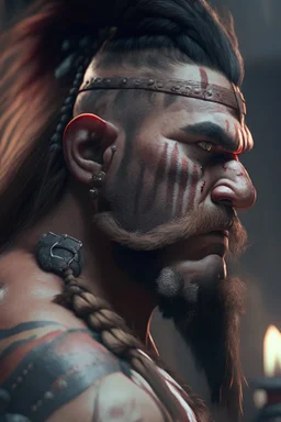 Barbarian barber, high detail, 8k, cinematic, depth of field, art