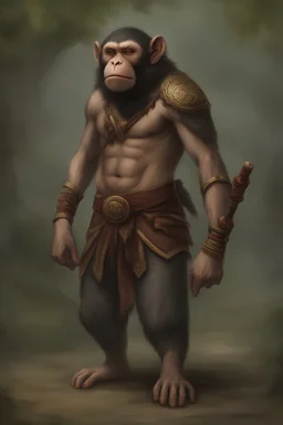 realistic half monkey warrior