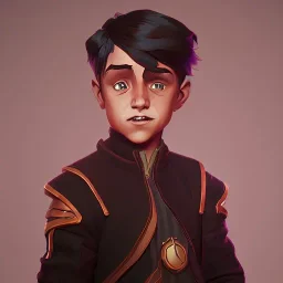 Portrait of a handsome brown haired little warlock kid by Nick Harris