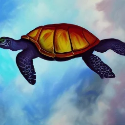 Oil painting style turtle and universe