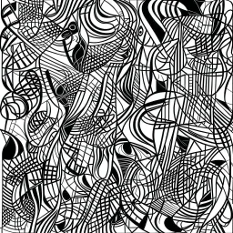 only lines black and white abstract cubism