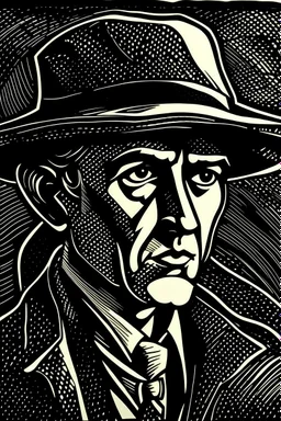 Linocut noir detective