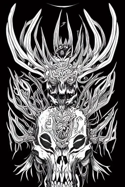 deer god skull demon angel lineart color