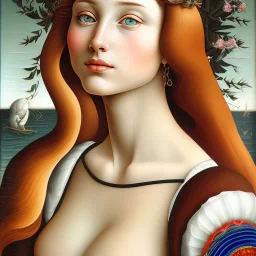 portrait of a beautiful busty woman Sandro Botticelli style smiling