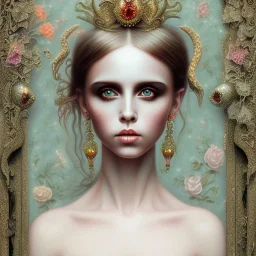 singer Danish MØ face, style surrealism by <Mark Ryden>,