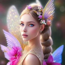 bright fairy, beautiful portrait,long hair, flowers