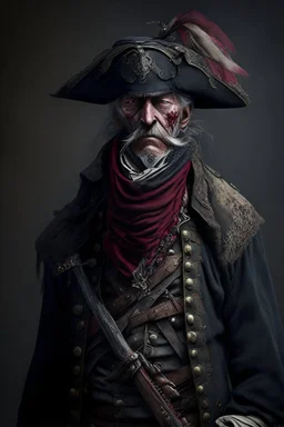 70 years old victorian bloodborne soldier with a musket bandana