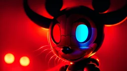 a spider mickey mouse hybrid, photorealism, movie screen capture, horror, sci-fi, retrofuturism,