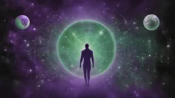 matrix universe, space, planets, god creation purple, green