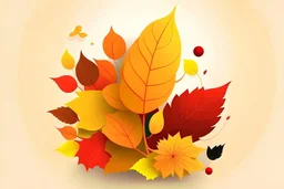 Flat design vector-style image of autumn, leaf, wild flower made of honey, layered paper art, abstract , 8k , cinematic