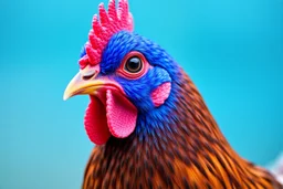 adorable blue and purple bird with chicken features