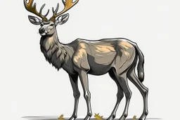 deer, full body, profile ,comic book, gray background,