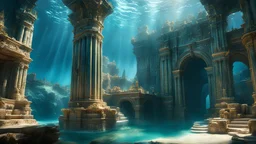 professional, high quality photorealistic photo RAW of (Atlantis, A lost city of great wisdom and power, now drowned beneath the sea :1.01), rim lighting, breathtaking,massive scale, 8k resolution, detailed, focused, (style of karol bak:0.5)