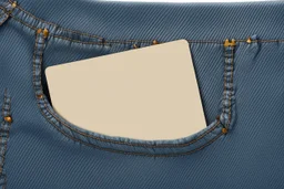 jean pocket with card coming out of pocket