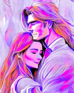 long hair girl and guy hugging romantic, beautiful