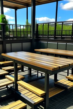 Outdoor tables with rubber roof