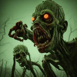 scary zombies green background