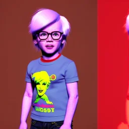 Andy warhol toddler, full body, bokeh, dramatic lighting, hyper realistic