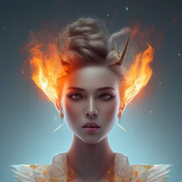 Origami, Portrait of a Lady on Fire, full body, hyper realistic, illustrated,