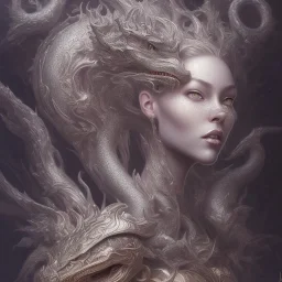 sango fantasy, fantasy magic, intricate, sharp focus, illustration, highly detailed, digital painting, concept art, matte, artgerm and paul lewin and kehinde wiley, masterpiece sexy lips Asian afro lips black African lady body mermaid Dragon head silver bright snow lady outer space mermaid pretty skull head