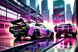 Magazine Advertising, cyberpunk muscle racing cars