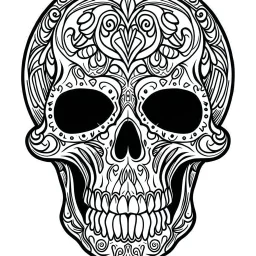 very simple Coloring page for beginers with skull, very Bold outlines and white background, not very detailed, without any patterns