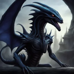 alien xenomorph as a disney dragon