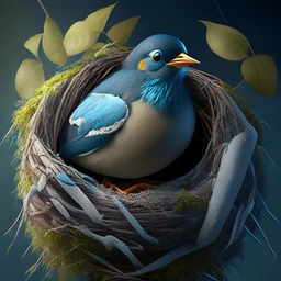 bird sitting on a nest with eggs, avatar