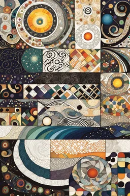 random full color Zentangle patterns in the styles of Gustav Klimt ,Wassily Kandinsky, Paul Klee, and Kay Nielsen