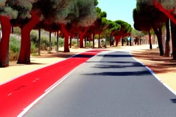 Day in quinta do lago, main avenida with red cycling lane