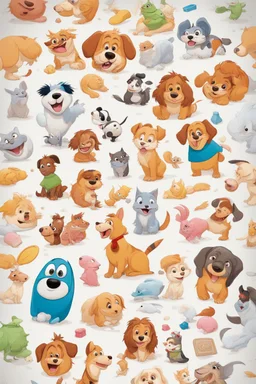 simple picture for toddlers, pets, disney and pixar style, colorful cover