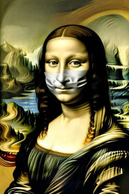 mona lisa med ansigtsmaske