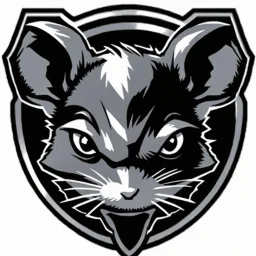 Rat face logo on a shield shape