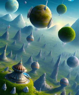 giant object with tiny people looking up at it , foreground, middle ground, far ground* Fantasy world landscape