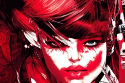 beautiful punk girl, hyper detailed, intricately detailed, illustration by <kilian eng> <Yoji Shinkawa>, darkred tones,