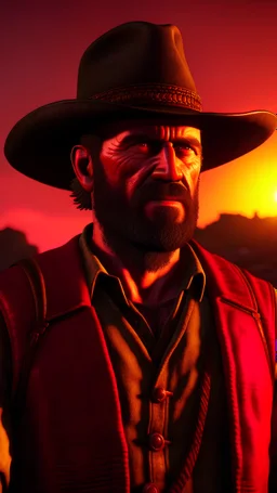 Arthur morgan sittong on sunset