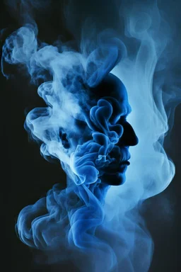 blue smoke in a shape of a smoke person smoke smoke cloud