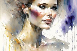 portrait by Willem Haenraets, watercolor, wet on wet and splattering techniques, centered, perfect composition, abstraction, surrealism